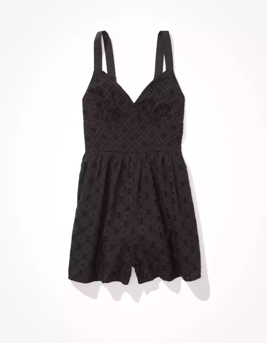 Combinaison American Eagle AE Corset Romper Noir Femme | GNH-08559518